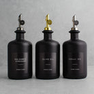 Matte Black Glass Oil Bottle With Label - Namie Home