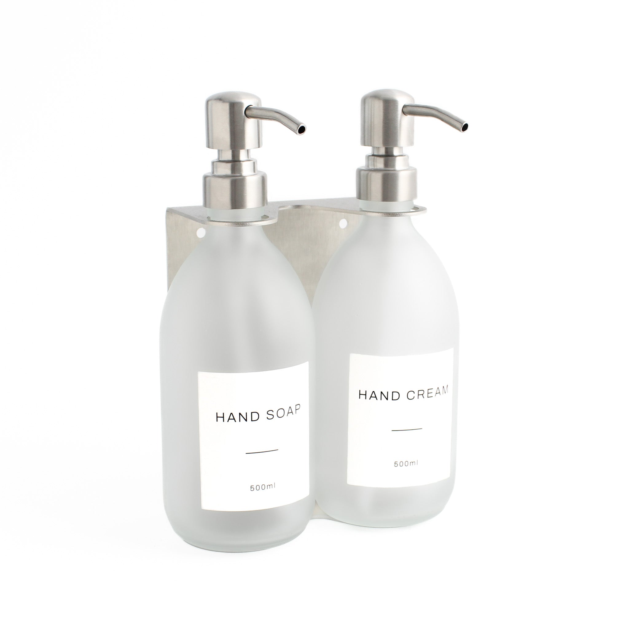 Silver Wall Bracket & Frosted White Glass Dispenser Set - Namie Home