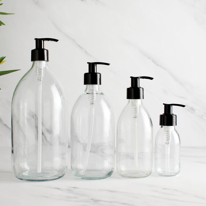 Clear Glass Dispenser Bottle With Black Pump