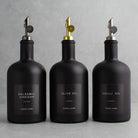 Matte Black Glass Tall Neck Oil Bottle With Label - Namie Home