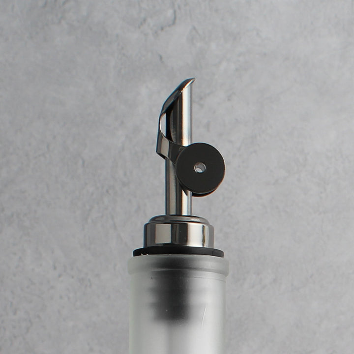 Frosted White Glass Tall Neck Oil Bottle With Label