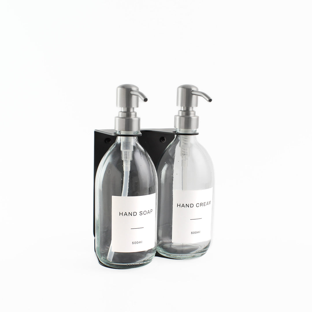 Hand Soap & Hand Cream Clear Glass Set