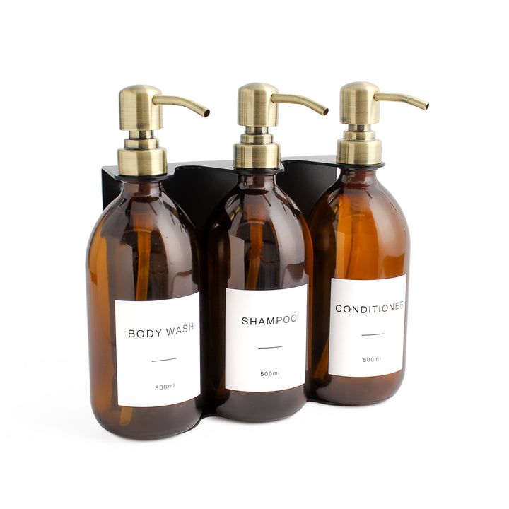 Body Wash, Shampoo & Conditioner Amber Glass Set