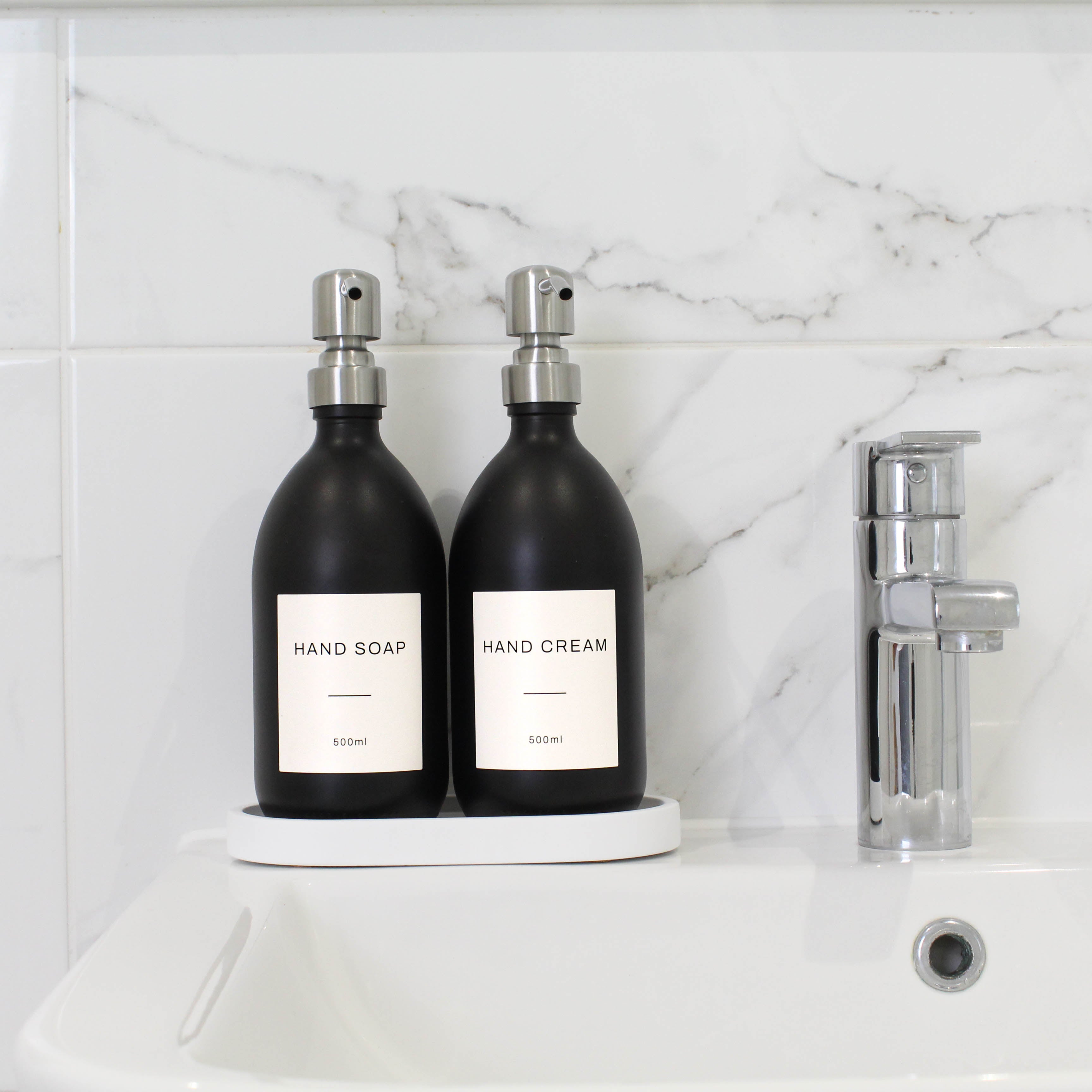 Hand Soap & Hand Cream Matte Black Glass Set - Namie Home