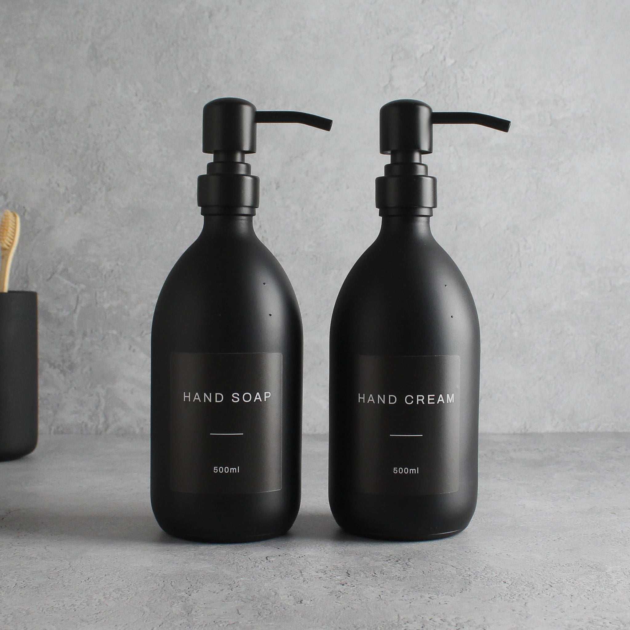 Hand Soap & Hand Cream Matte Black Glass Set - Namie Home