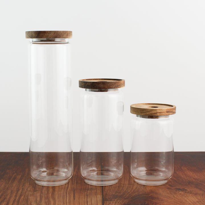 Glass Storage Jar With Acacia Lid