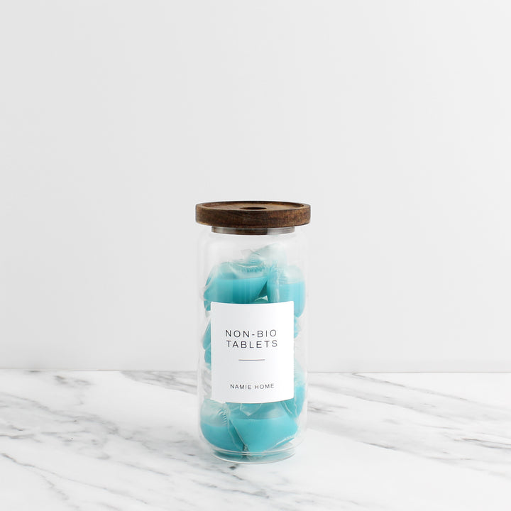 Glass Storage Jar With Acacia Lid For Laundry