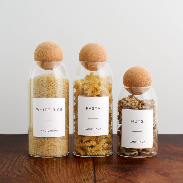 Glass Cork Ball Storage Jar For Pantry