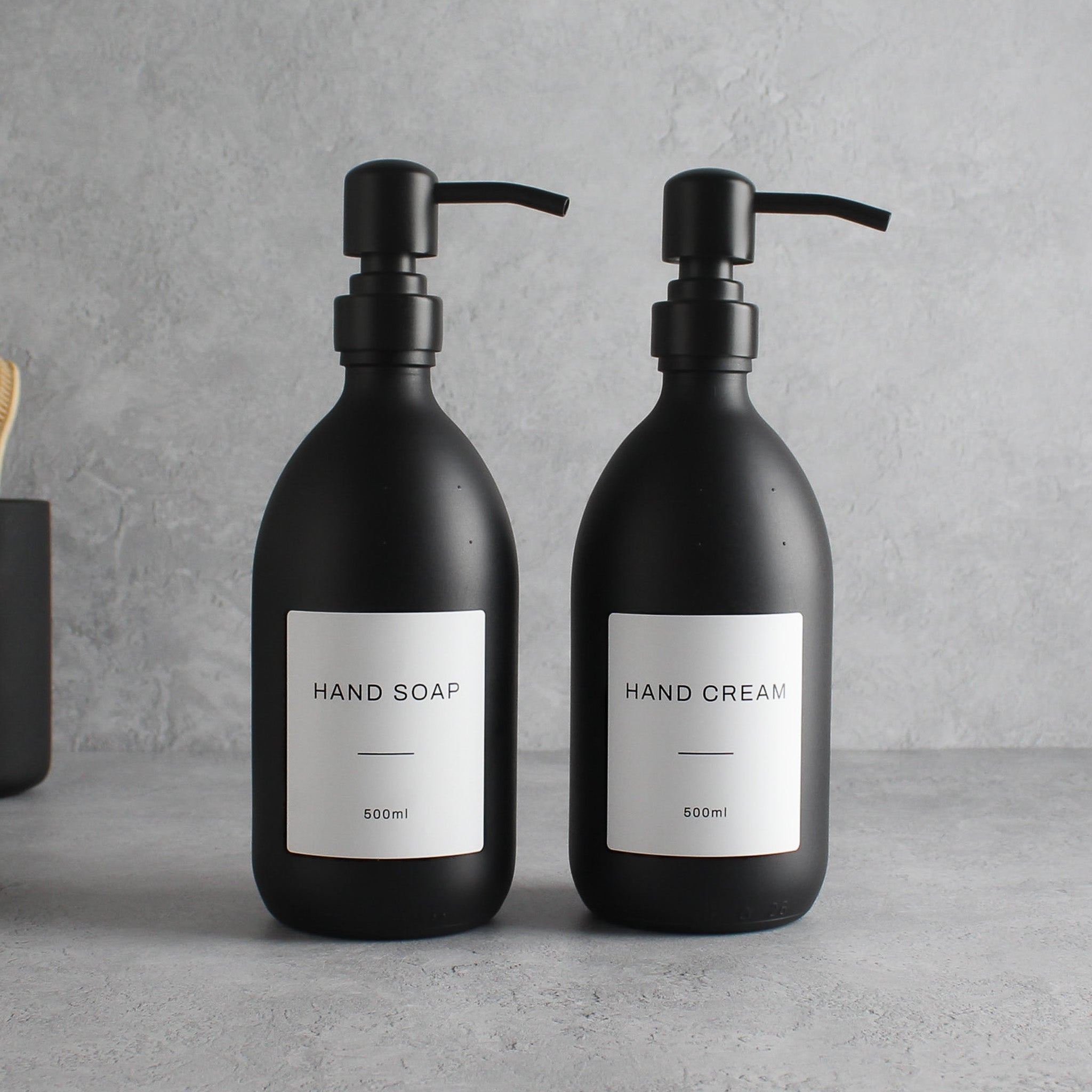 Hand Soap & Hand Cream Matte Black Glass Set - Namie Home