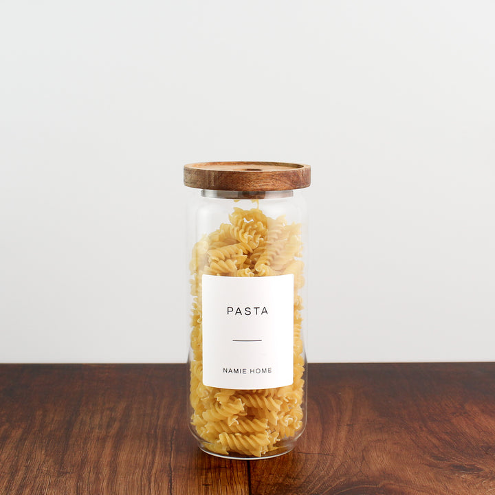 Glass Storage Jar With Acacia Lid For Pantry