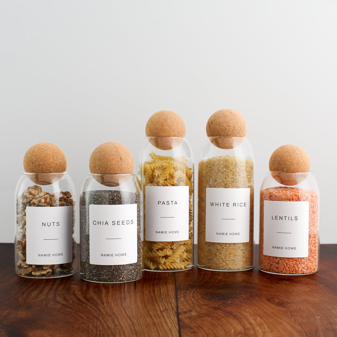 Glass Cork Ball Storage Jar For Pantry