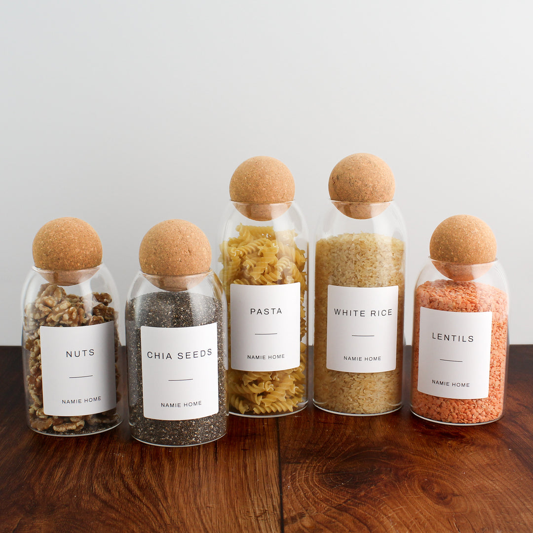 Glass Cork Ball Storage Jar For Pantry