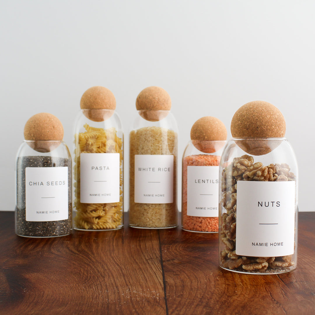 Glass Cork Ball Storage Jar For Pantry