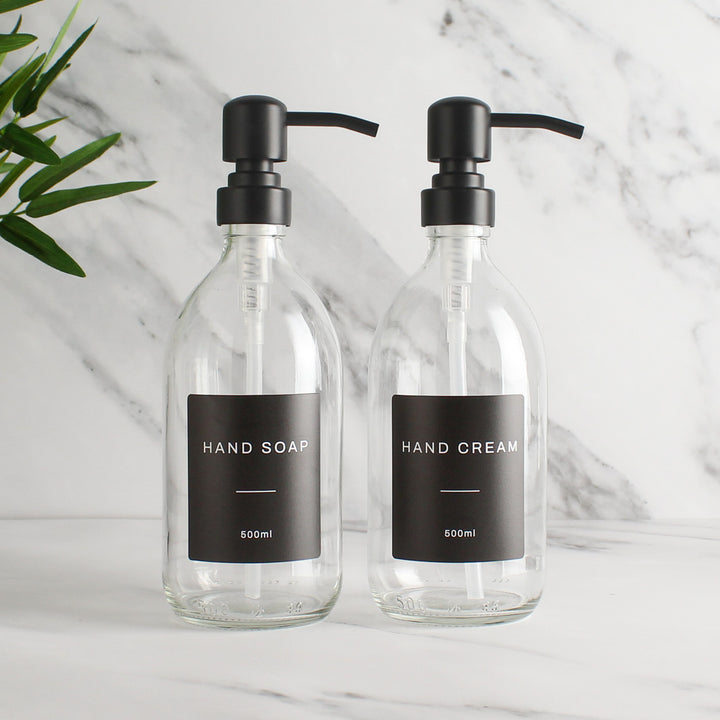 Hand Soap & Hand Cream Clear Glass Set