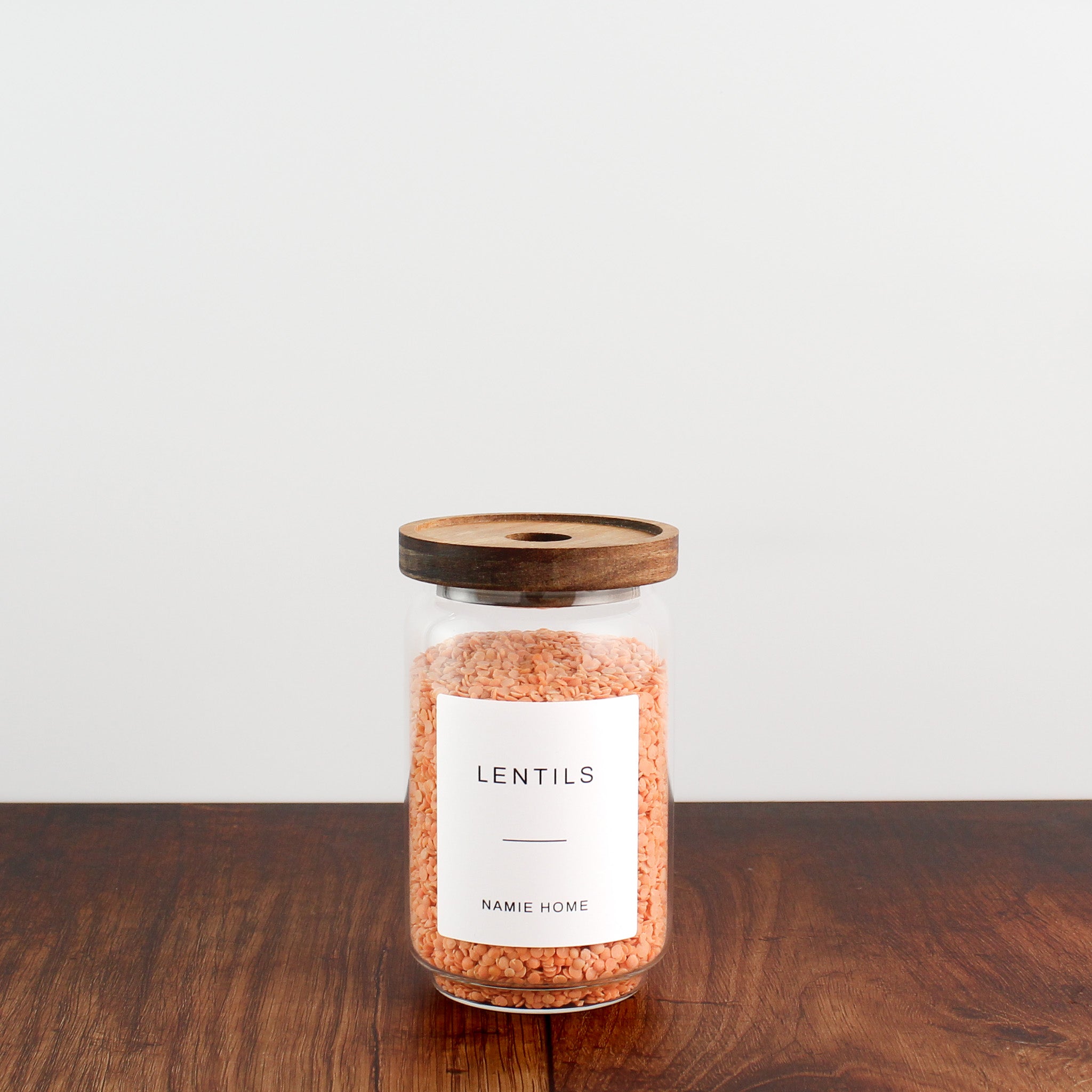Pantry Storage Jar Set With Acacia Lids - White Labels