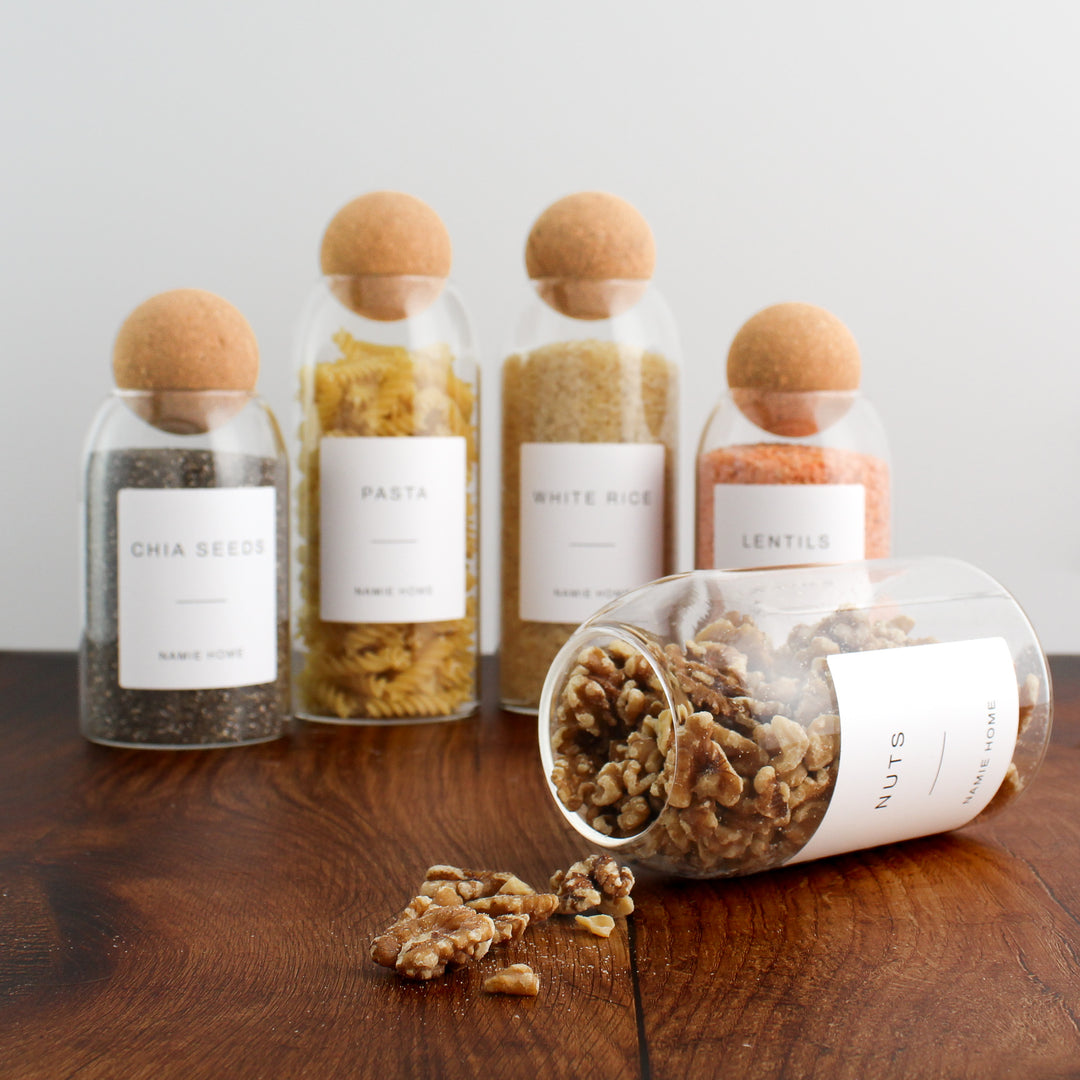 Glass Cork Ball Storage Jar For Pantry