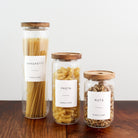 Pantry Storage Jar Set With Acacia Lids - White Labels