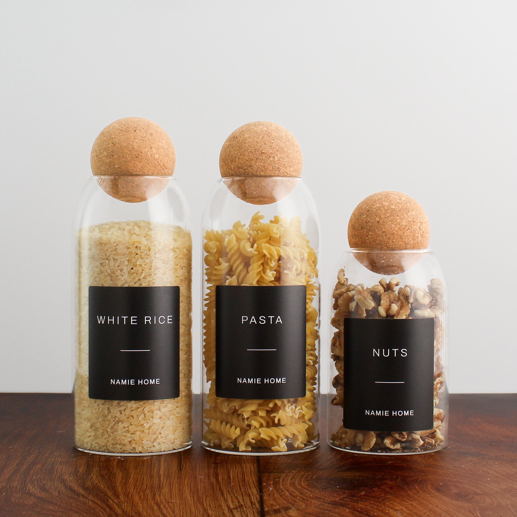 Glass Cork Ball Storage Jar For Pantry - Namie Home