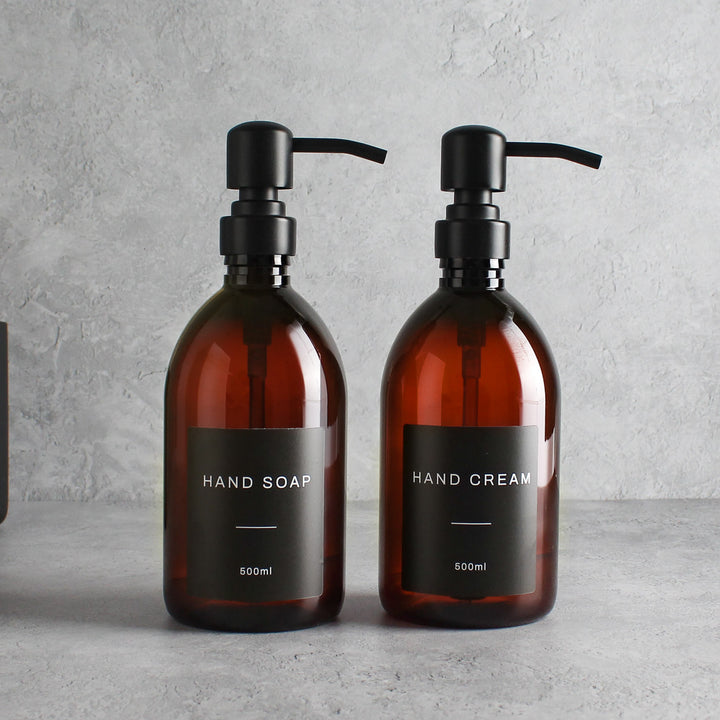 Hand Soap & Hand Cream Amber Plastic Set