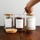 Tea Coffee Sugar Glass Storage Jar Set With Bamboo Lids - Namie Home