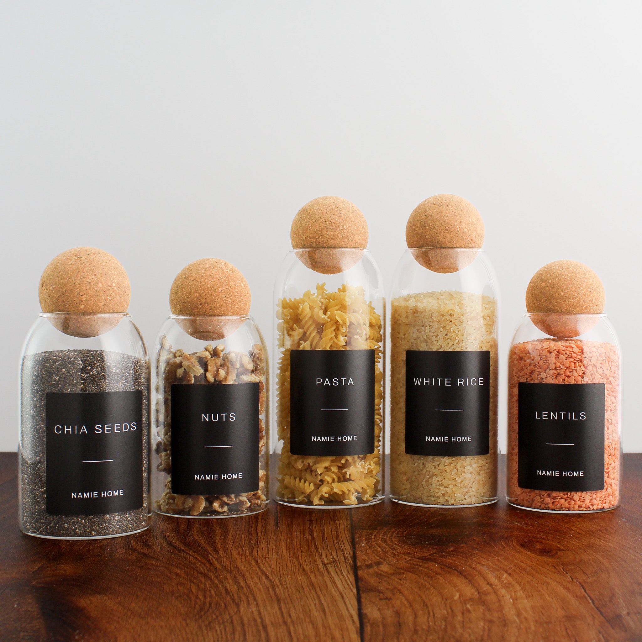 Glass Cork Ball Storage Jar For Pantry - Namie Home