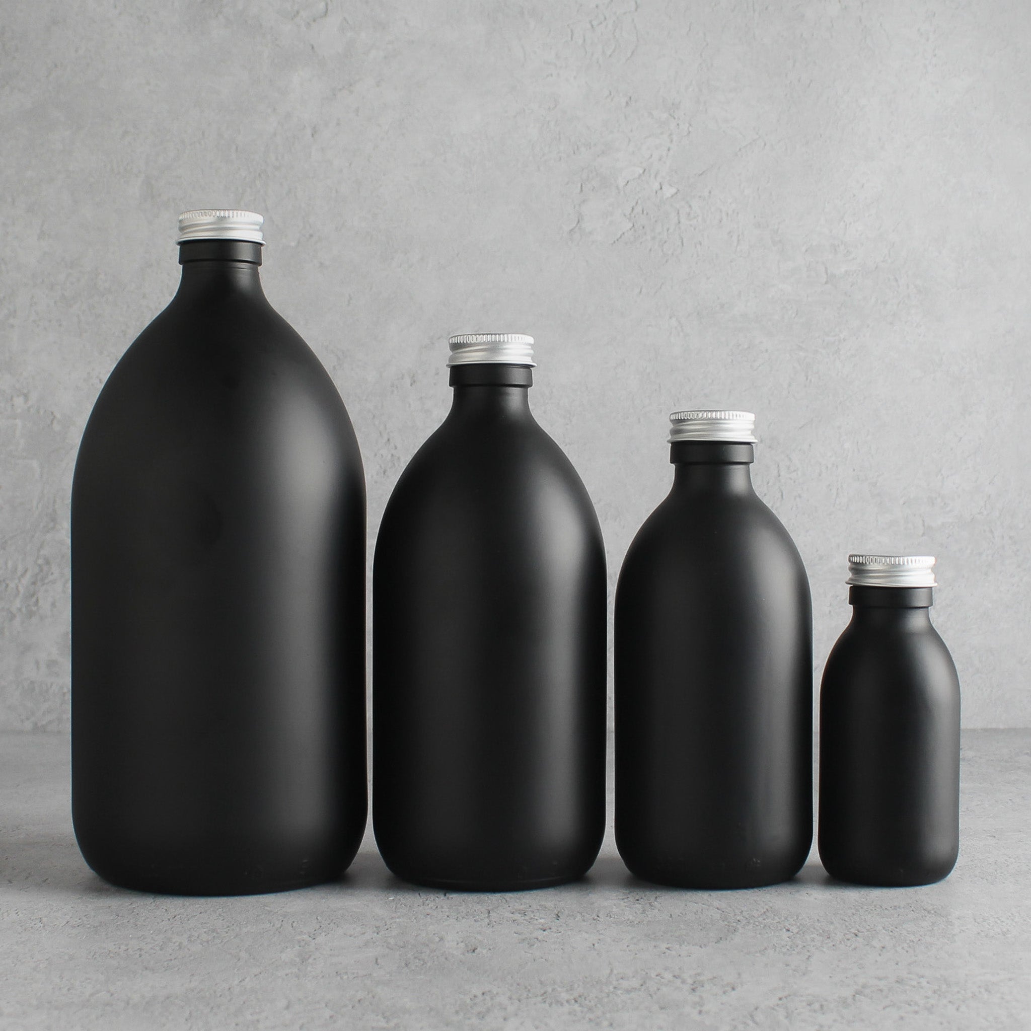 Matte Black Glass Bottle With Screw Cap - Namie Home