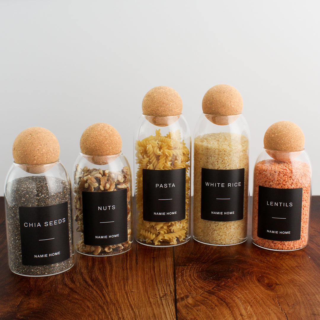 Glass Cork Ball Storage Jar For Pantry