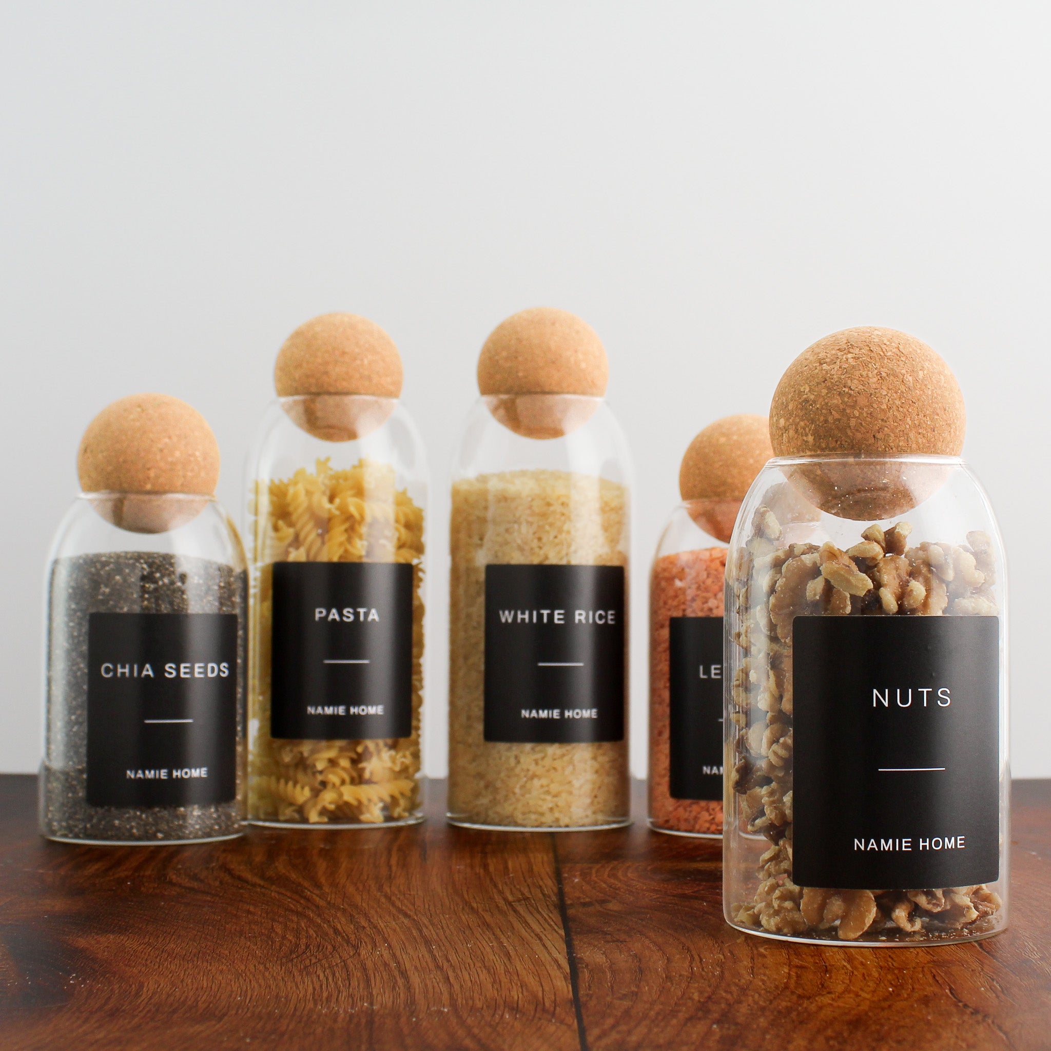 Glass Cork Ball Storage Jar For Pantry - Namie Home