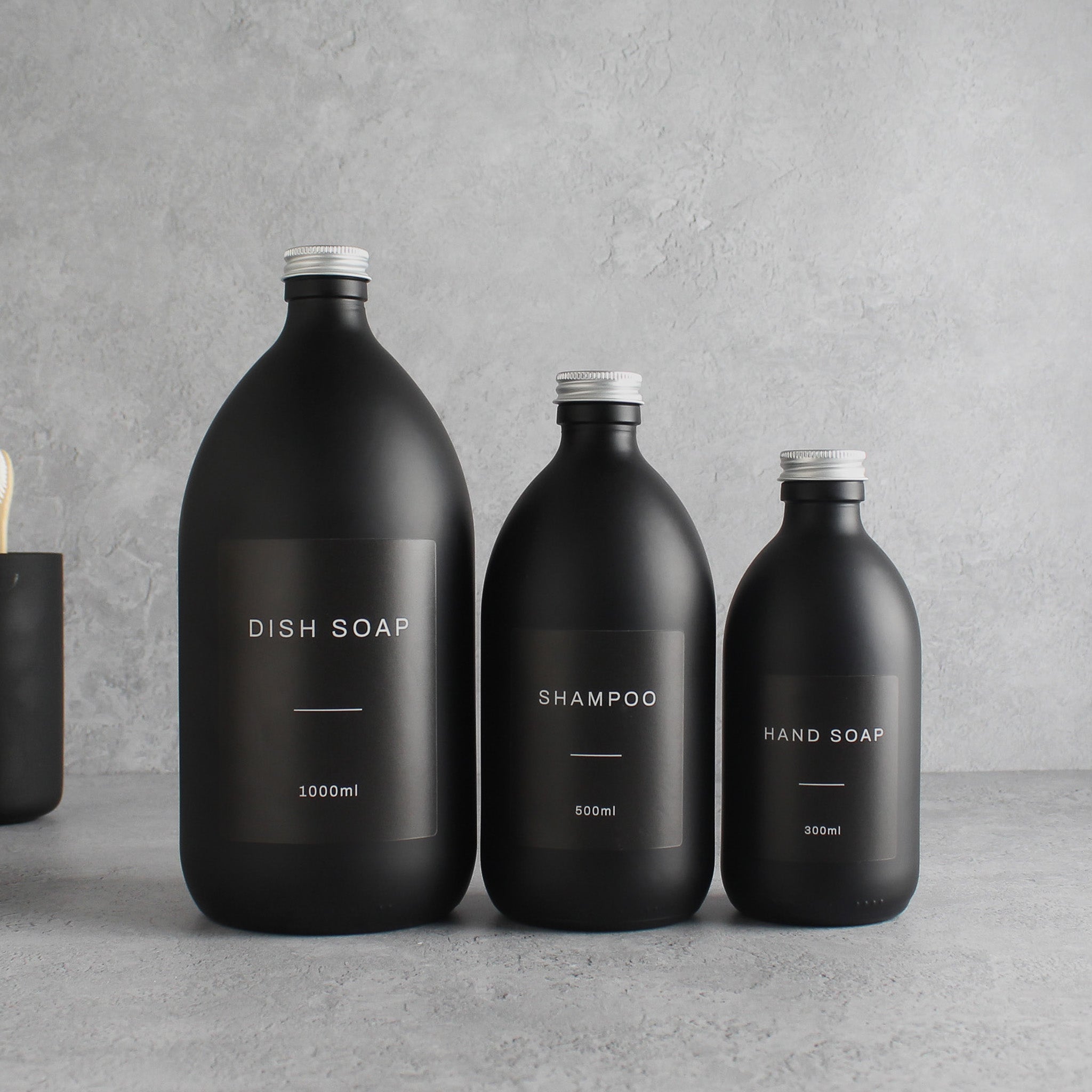 Labelled Matte Black Glass Bottle With Screw Cap - Namie Home