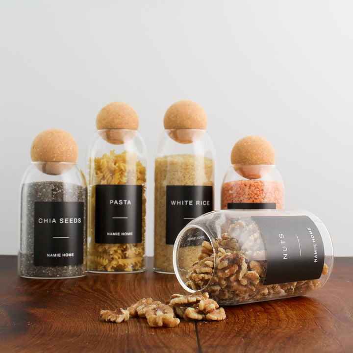 Glass Cork Ball Storage Jar For Pantry