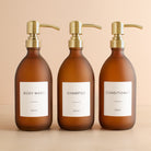 Body Wash, Shampoo & Conditioner Frosted Amber Glass Set - Namie Home