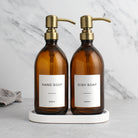 White Tray & Amber Glass Dispenser Double Set - Namie Home