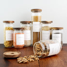 Pantry Storage Jar Set With Acacia Lids - White Labels