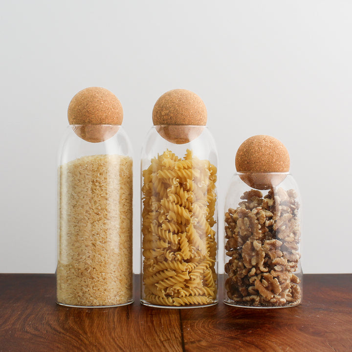 Glass Storage Jar With Cork Ball Lid