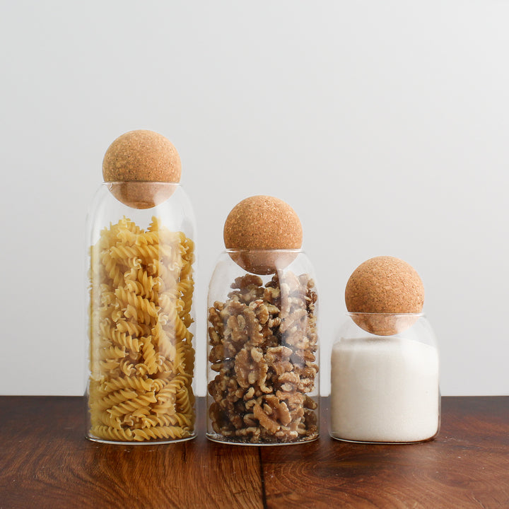 Glass Storage Jar With Cork Ball Lid