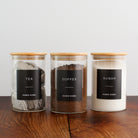 Tea Coffee Sugar Glass Storage Jar Set With Bamboo Lids - Namie Home