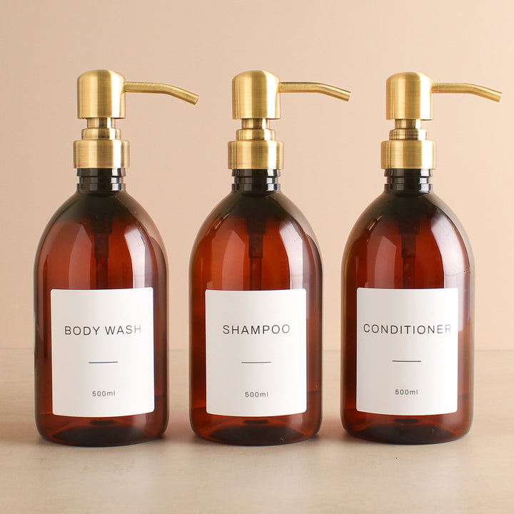 Body Wash, Shampoo & Conditioner Amber Plastic Set