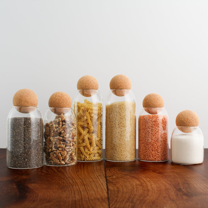 Glass Storage Jar With Cork Ball Lid