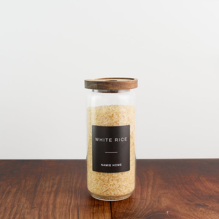 Glass Storage Jar With Acacia Lid For Pantry