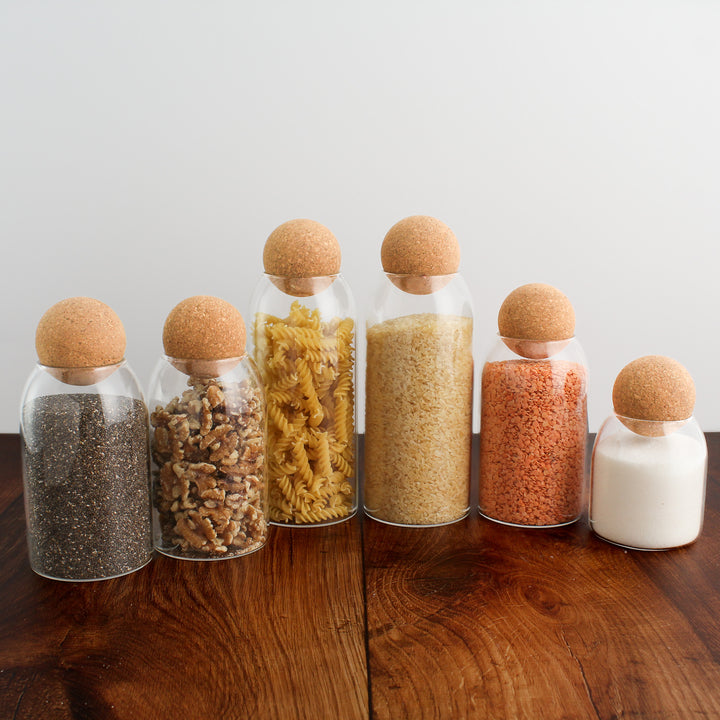 Glass Storage Jar With Cork Ball Lid