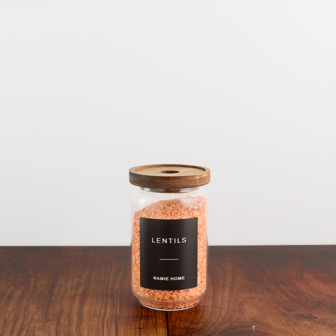 Glass Storage Jar With Acacia Lid For Pantry