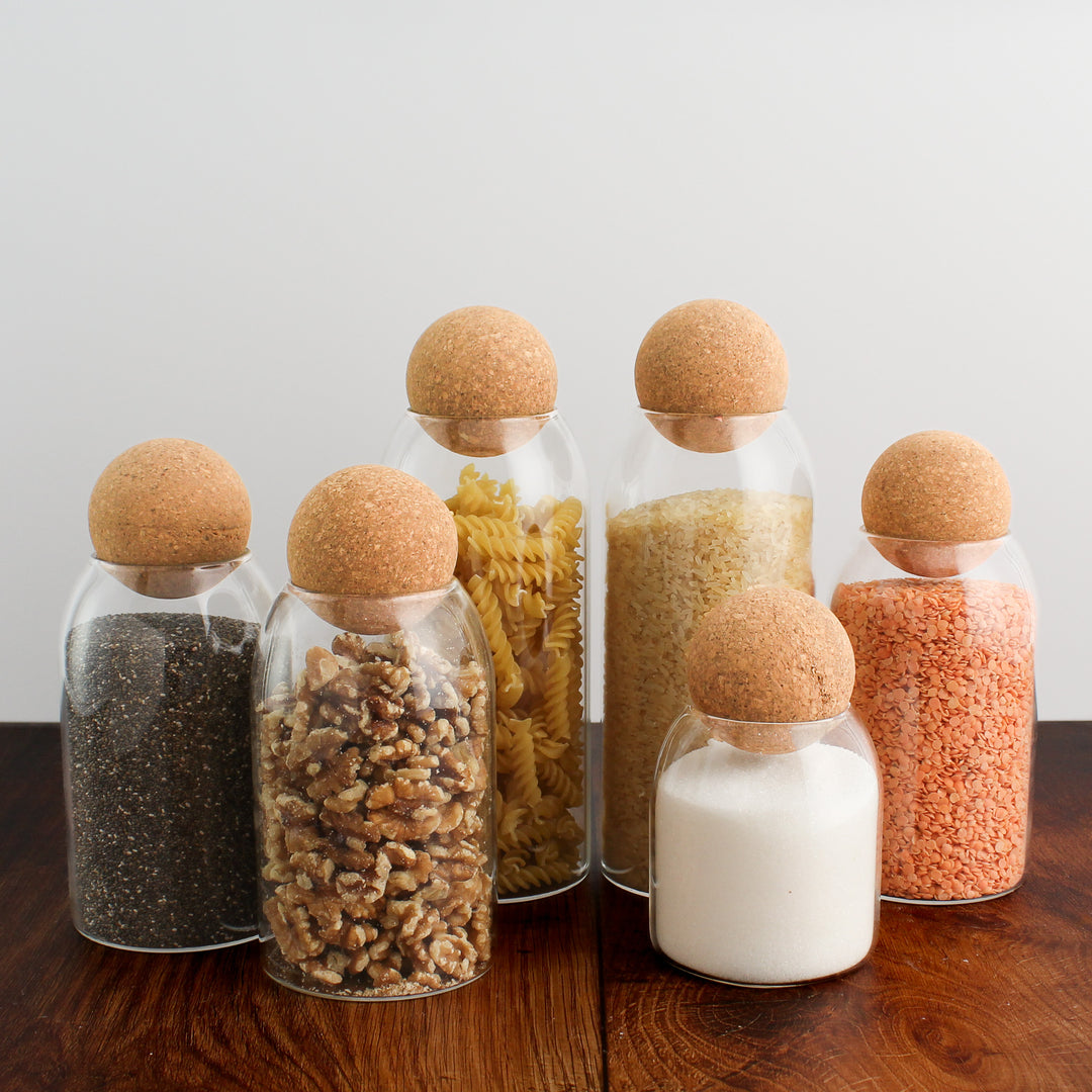 Glass Storage Jar With Cork Ball Lid