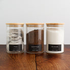 Tea Coffee Sugar Glass Storage Jar Set With Bamboo Lids - Namie Home