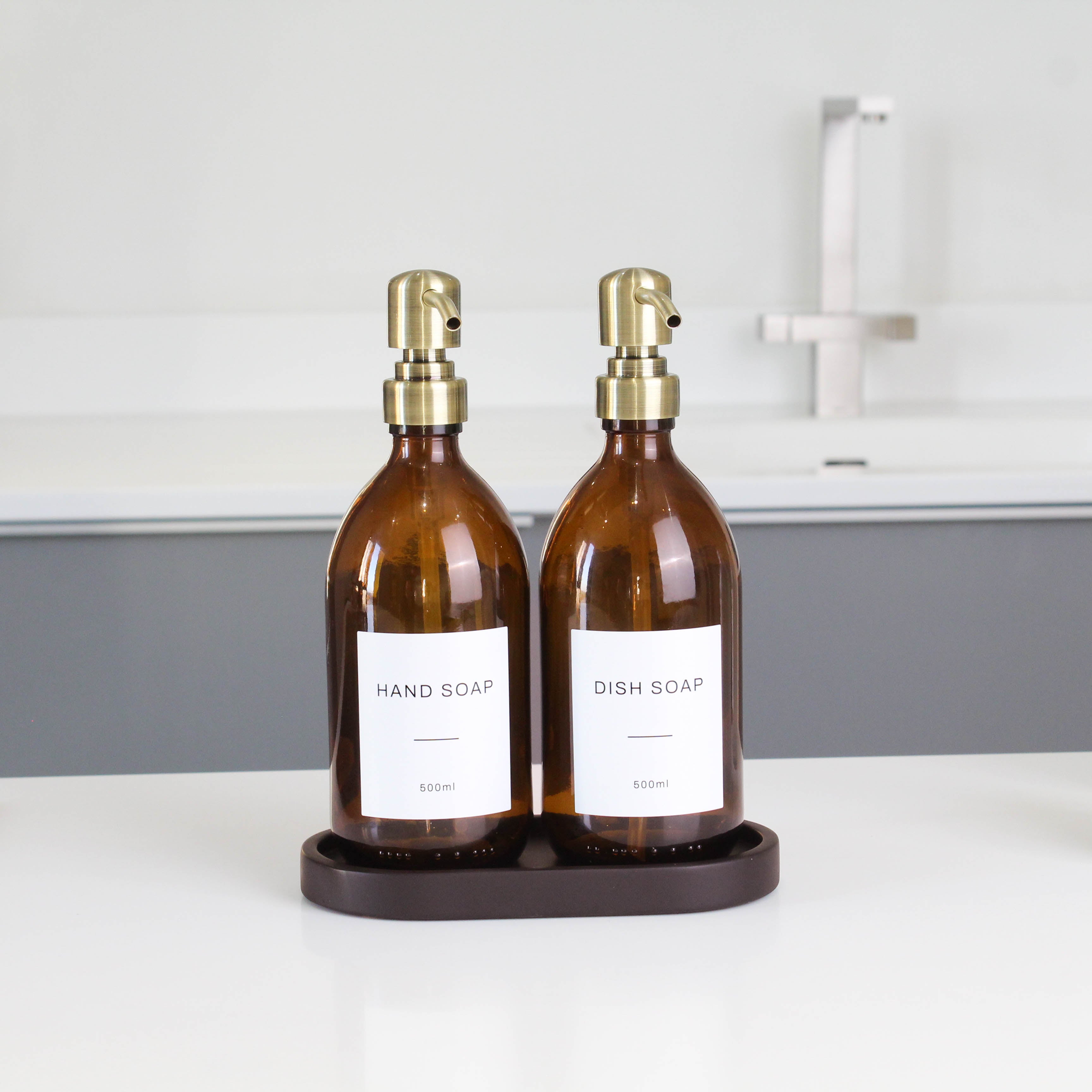 Hand Soap & Dish Soap Amber Glass Set - Namie Home