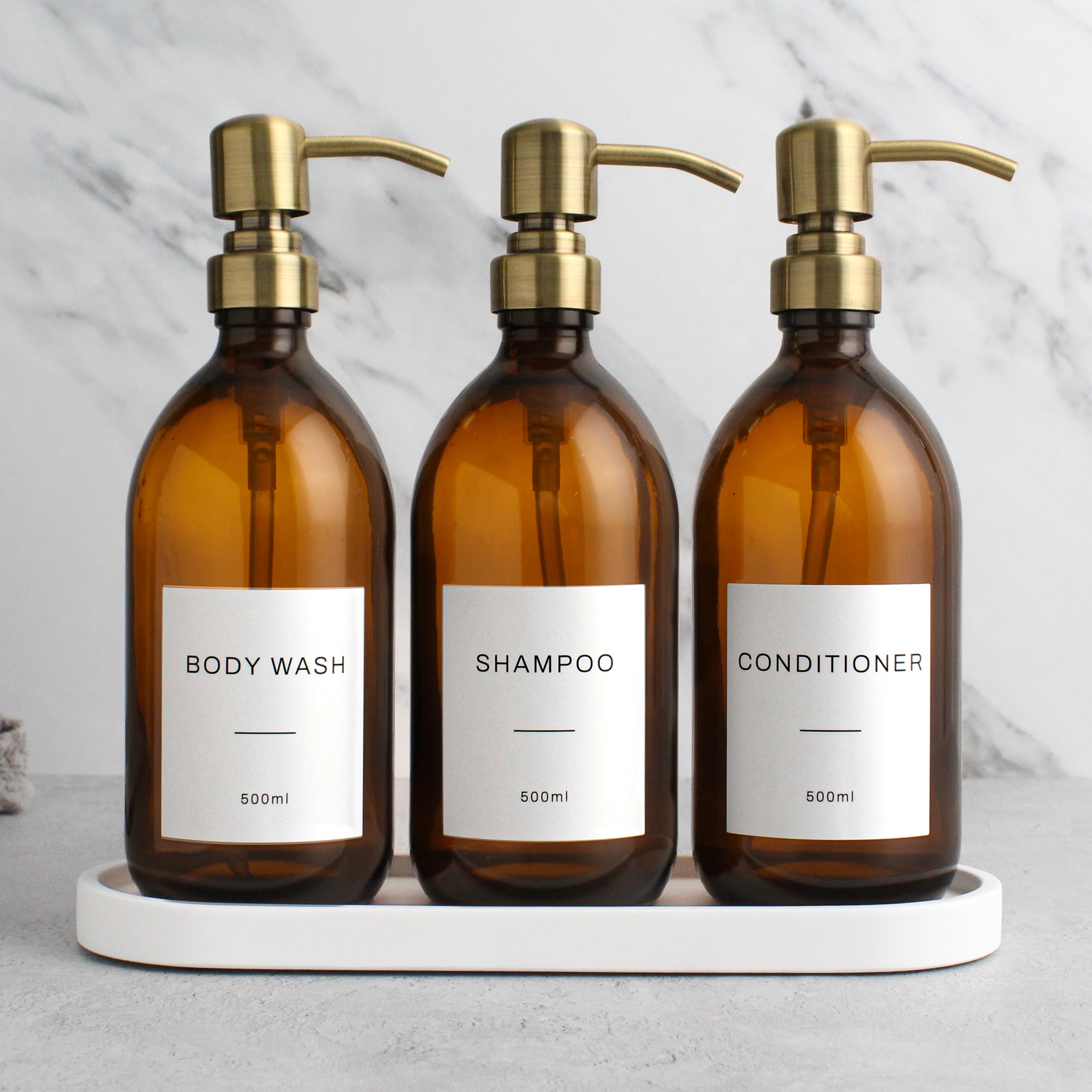 Matte Black Glass Dispenser Triple Set of 3 – For Home