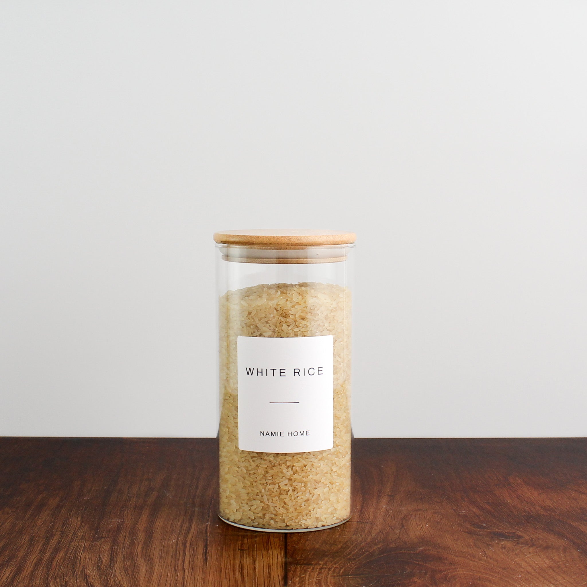 Pantry Storage Jar Set With Bamboo Lids - White Labels