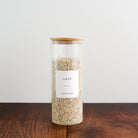 Pantry Storage Jar Set With Bamboo Lids - White Labels