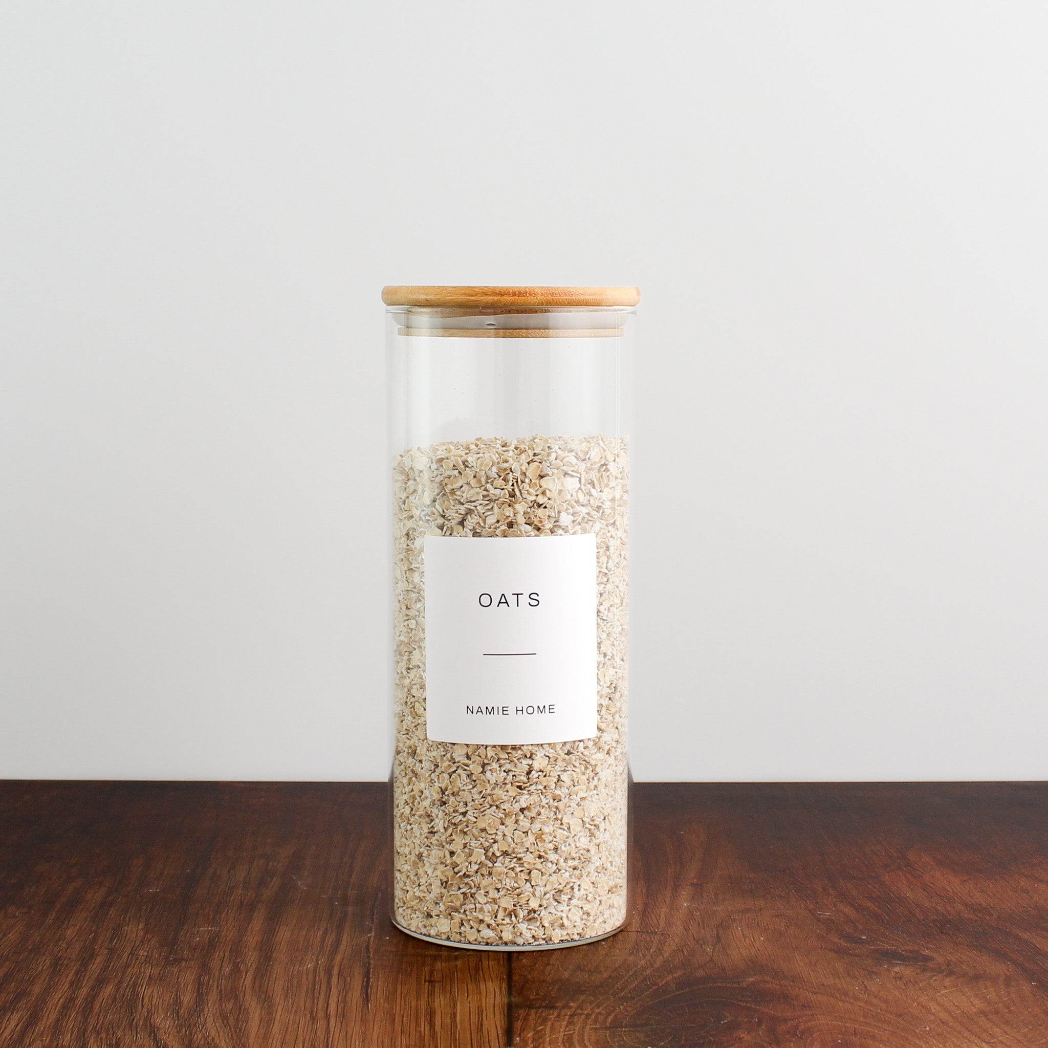 Pantry Storage Jar Set With Bamboo Lids - White Labels