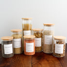 Pantry Storage Jar Set With Bamboo Lids - White Labels