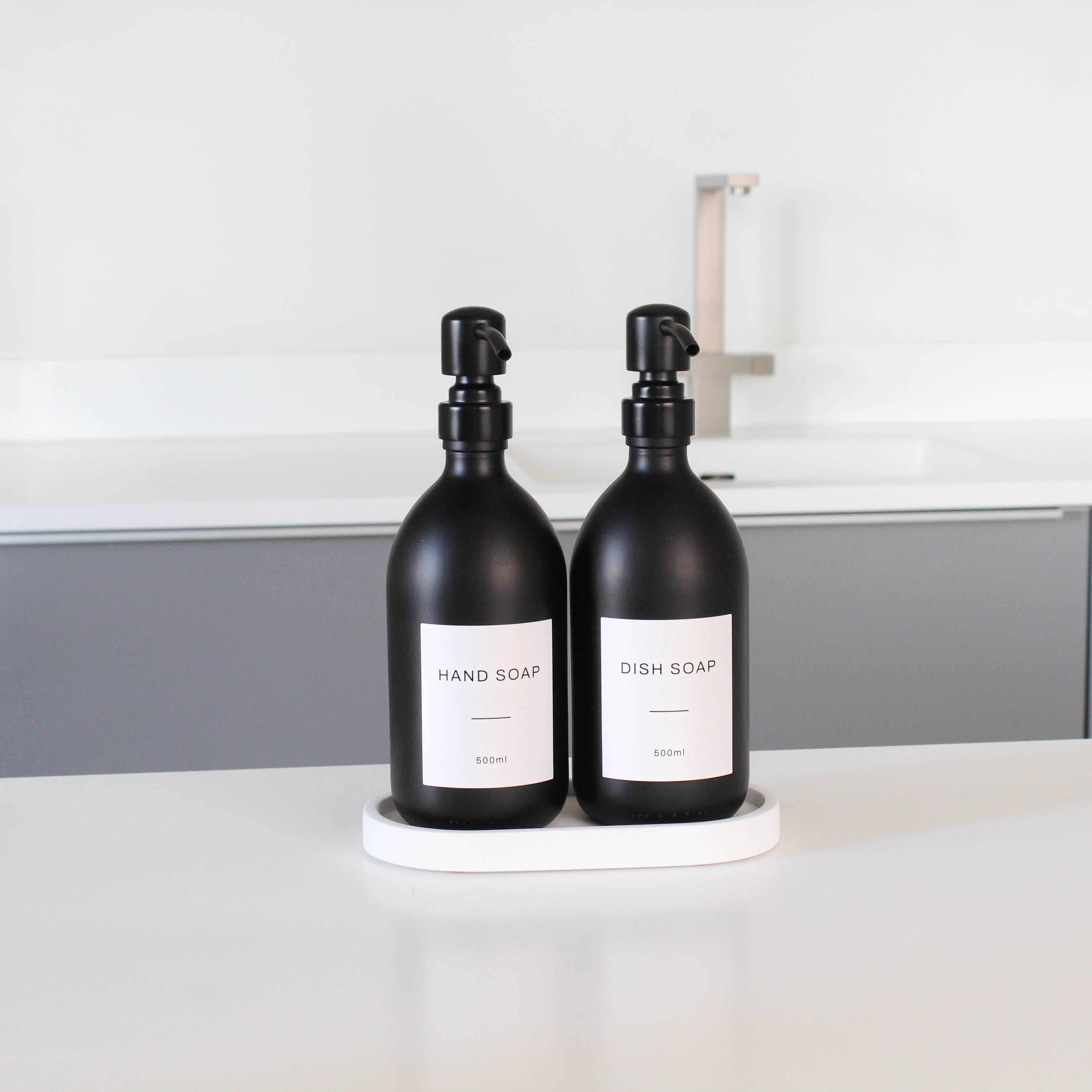 Hand Soap & Dish Soap Matte Black Glass Set - Namie Home